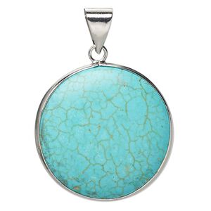 Magnesite / brass 1pkg1, imitation rhodium-plated round pendant 31mm