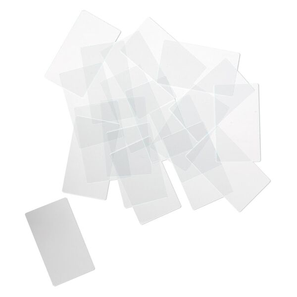 Design element, glass, clear, 1-3/4 x 1-inch flat rectangle with grounded edges. Sold per pkg of 20. image number 0