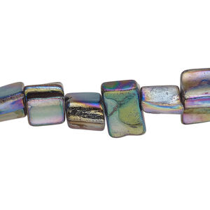 Mother-of-pearl shell 1pkg1, AB triangle tube bead 15 inch peacock 7x6mm-12x8mm