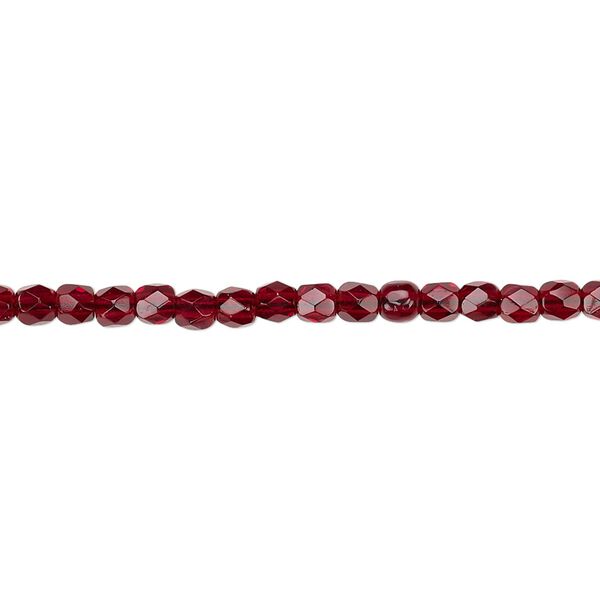 Bead, Czech fire-polished glass, garnet red, 3mm faceted round. Sold per 15-1/2" to 16" strand, approximately 130 beads. image number 0