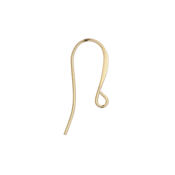 Ear wire, gold-plated brass, 18mm flat fishhook with open loop, 21 gauge. Sold per pkg of 10 pairs. image number 0