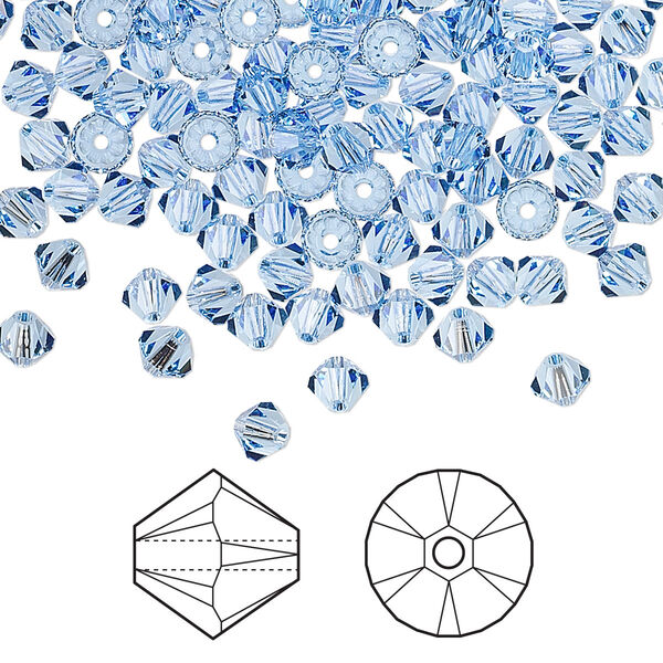 Bead 144pk light sapphire, Crystal Passions® 4mm bicone 5328 image number 0