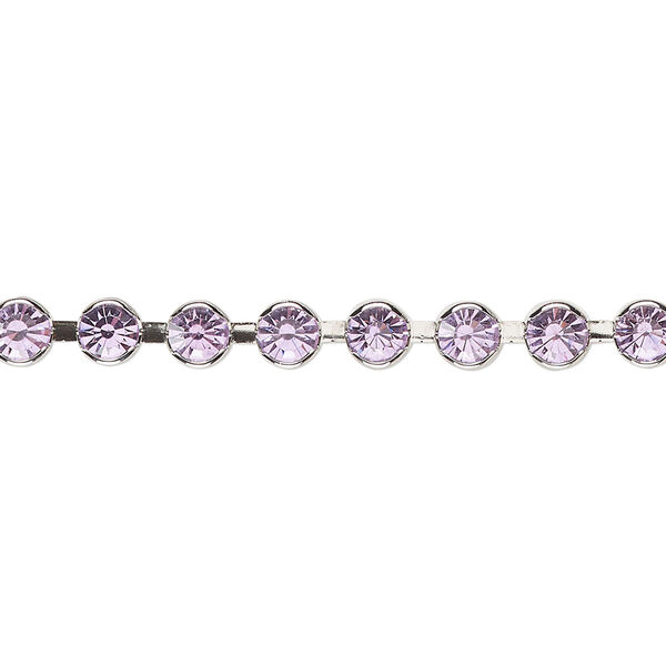 Cupchain, Vintage Crystal™, imitation rhodium-plated brass, light amethyst, 4.4mm round. Sold per 1-meter section. image number 0