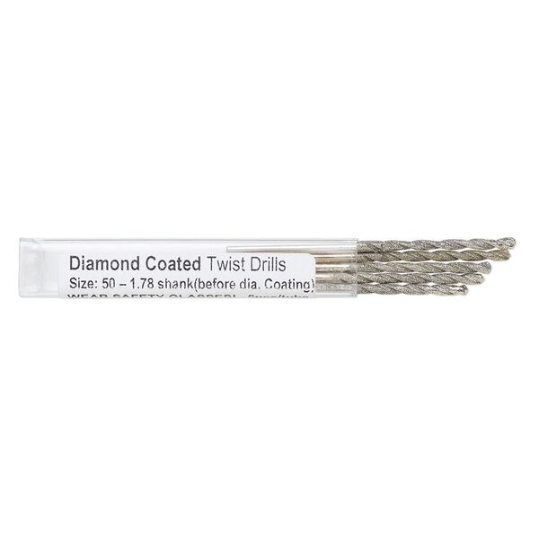 Drill bit, diamond-coated high speed steel, 2 inches with 1.78mm shank and 2.2mm twisted bit. Sold per pkg of 5. image number 0
