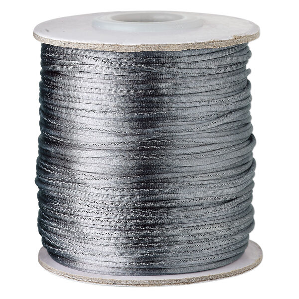 Cord, Satinique™, satin, dark grey, 1mm mini. Sold per 200-foot spool. image number 0