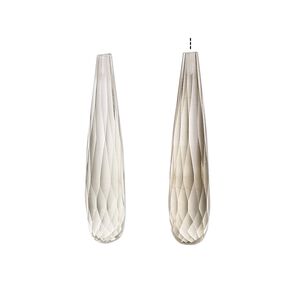 Green quartz 1pkg2, hand-cut half-drilled faceted teardrop bead 27x5mm-28x6mm