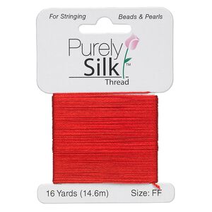 Thread, Purely Silk™, red, size FF. Sold per 16-yard card.