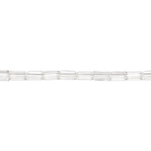 Bead, glass, crystal clear, 5x2.5mm faceted tube. Sold per 15-1/2 to 16-inch strand.