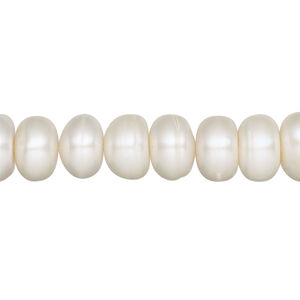 Pearl, White Lotus&trade;, cultured freshwater (bleached), white, 10-11mm button, C grade, Mohs hardness 2-1/2 to 4. Sold per 15-1/2" to 16" strand.