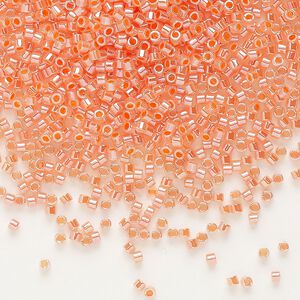 Seed bead, Delica®, glass, pkg/250g, #11 round, opaque inside dyed color luster salmon (DB-0235).