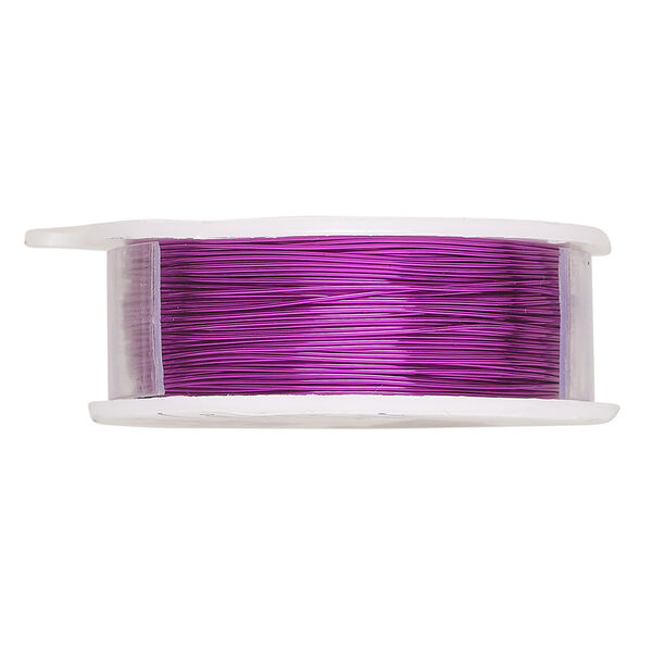 Wire, Zebra Wire&trade;, color-coated copper, magenta, round, 24 gauge. Sold per 20-yard spool. image number 1