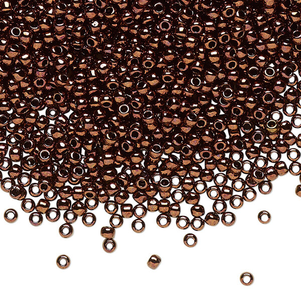 Seed bead, TOHO BEADS®, glass, pkg/250g, #11 round, opaque dark bronze (TR-11-222). image number 0