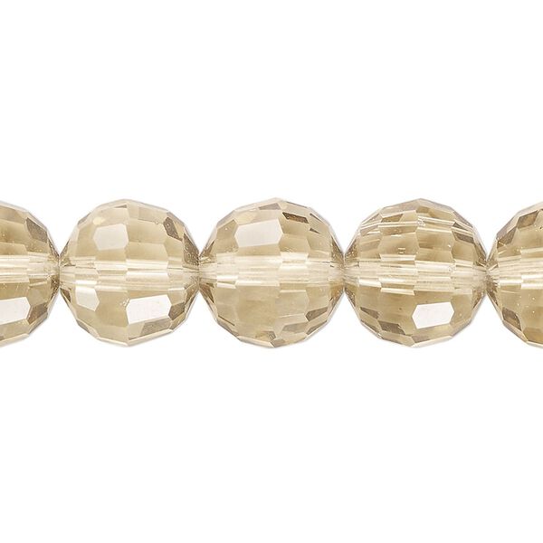 Bead, glass, translucent light smoke, 11-12mm faceted round. Sold per 7-1/2-inch strand, approximately 15 beads. image number 0