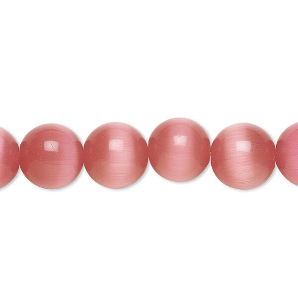 Bead, cat's eye glass (fiber optic glass), dark pink, 10mm round, quality grade. Sold per 15-1/2" to 16" strand. image number 0