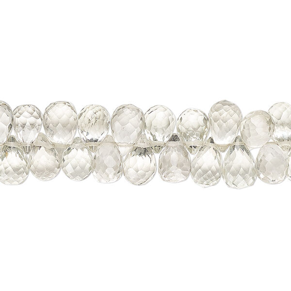 Green quartz 1pkg1, hand-cut top-drilled faceted teardrop bead 9 inch 7x5mm-9x6mm image number 0