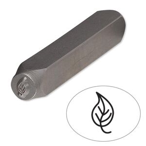 Stamp punch, tempered chrome vanadium steel, 6x4mm leaf, 2-3/4 x 3/8 inches. Sold individually.