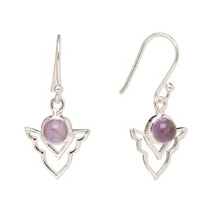 Earring, Create Compliments®, antiqued sterling silver and amethyst (natural), fishhook, 29mm with 15.5x14mm single-sided open arrowhead, 21 gauge. Sold per pair.