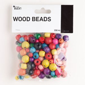Bead 1pkg150 wood, 7x6mm-17x15mm mixed shapes, mix coated mixed colors