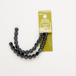 Bead, glass, opaque grey and black, 8x7mm rounded triangle with speckles. Sold per pkg of 28.