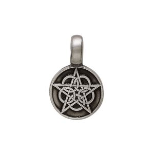 Pendant, "pewter" (zinc-based alloy), 33x22mm double-sided round with Celtic star. Sold individually.