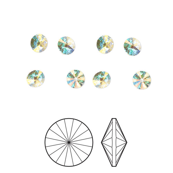 Chaton 8pk crystal AB foil back, Preciosa MAXIMA Czech crystal rhinestone 8.16-8.41mm rivoli SS39 image number 0