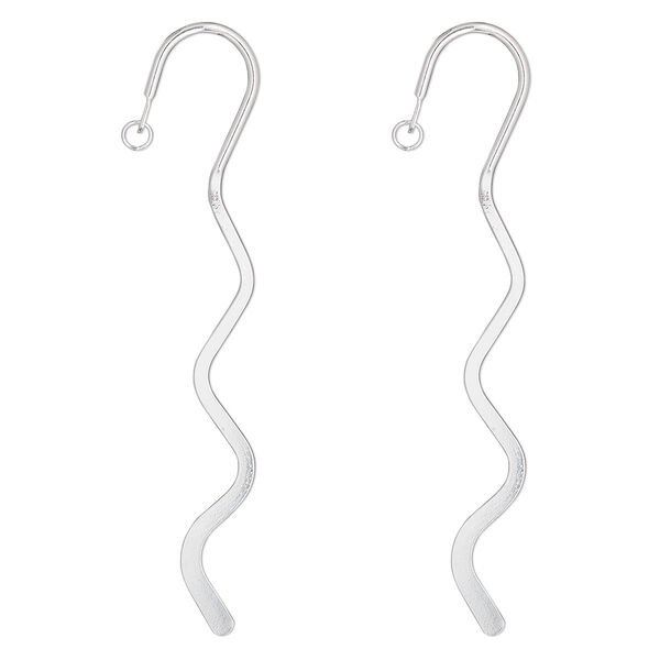 Bookmark, silver-plated steel, 6-inch wavy design with 8mm open jump ring. Sold per pkg of 2. image number 0