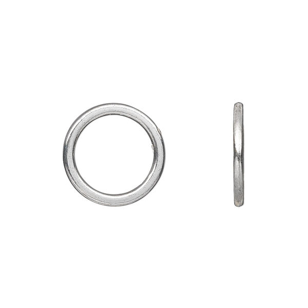 Component, antique silver-plated "pewter" (zinc-based alloy), 15mm round donut. Sold per pkg of 50. image number 0