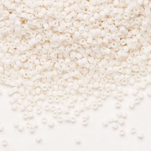 Seed bead, Delica®, glass, pkg/7.5g, #11 round, opaque matte bisque white (DB-1510).