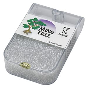 Seed bead, Ming Tree™, glass, pkg/1/4 pound, #11 round, translucent luster clear.
