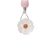 Light rose quartz / garnet 1pkg1, top-drilled hand-cut 1sided carved flower bead natural, 14mm image number 0