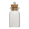 Component, glass / cork / nickel-finished steel, clear, 40x22mm bottle with stopper and screw eye. Sold per pkg of 100. image number 1
