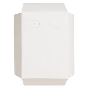 Box insert, paper, white, 3 x 2 x 3/4 inch rectangle earring and necklace card. Sold per pkg of 10.
