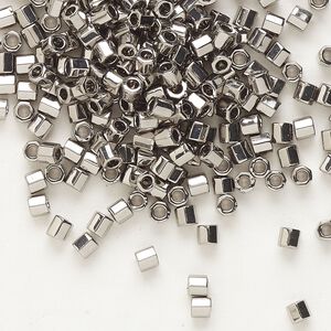 Seed bead, Delica®, glass, pkg/50g, #8 cut, opaque nickel-plated (DBLC-0021).