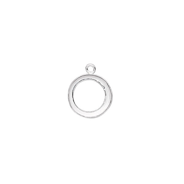 Drop, fine silver, 11mm round with 10mm round bezel setting. Sold per pkg of 4. image number 0