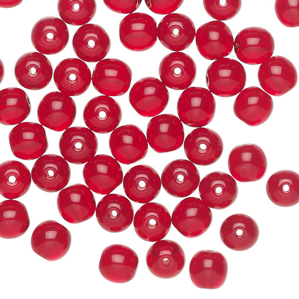Bead 1pkg60, Czech glass druk, transparent ruby red, 6mm round. image number 0