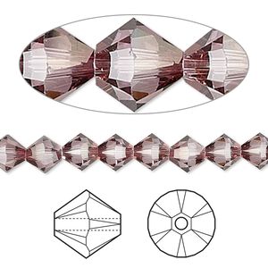 Bead 360pk crystal antique pink, Swarovski® 6mm bicone 5328