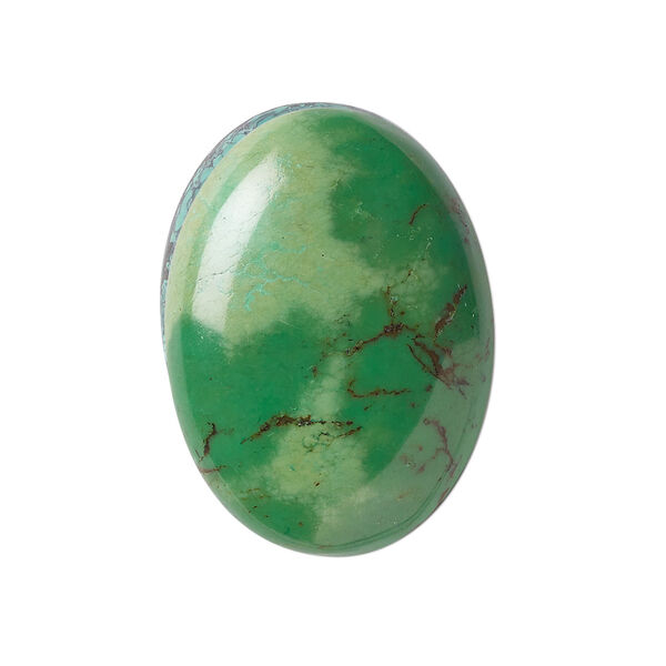 Cabochon, turquoise (dyed / stabilized), 30x22mm calibrated oval, B grade, Mohs hardness 5 to 6. Sold individually. image number 0