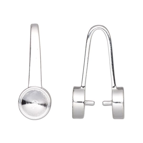 Bail, donut, silver-plated "pewter" (zinc-based alloy), 29x10mm with (2) SS39 rivoli settings, 22x6mm grip length. Sold per pkg of 2. image number 0