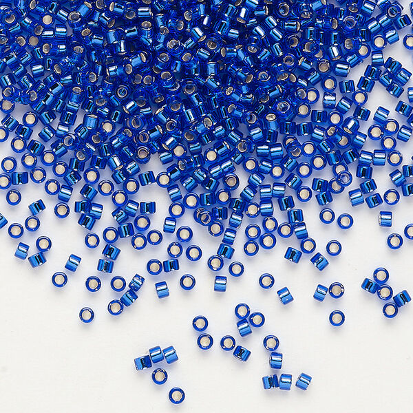 Seed bead, Delica®, glass, pkg/250g, #11 round, transparent silver-lined cobalt (DB-0047). image number 0