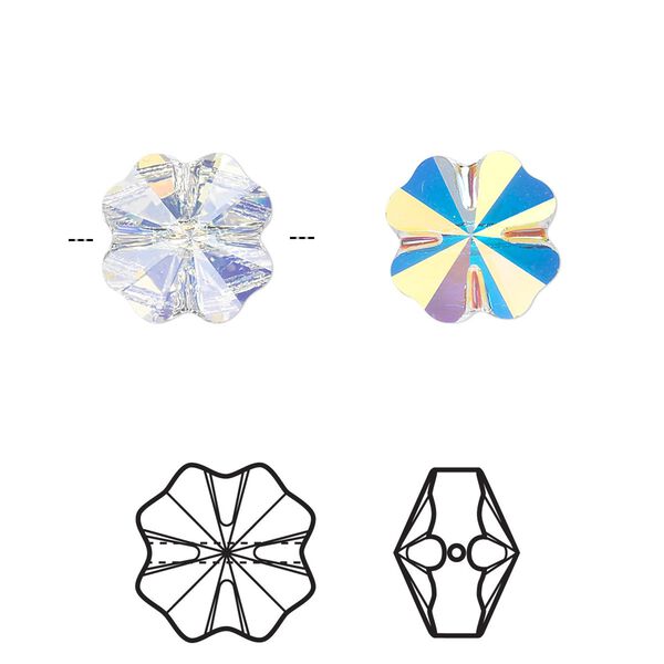 Bead 96pk crystal AB, Swarovski® 12mm clover 5752 image number 0
