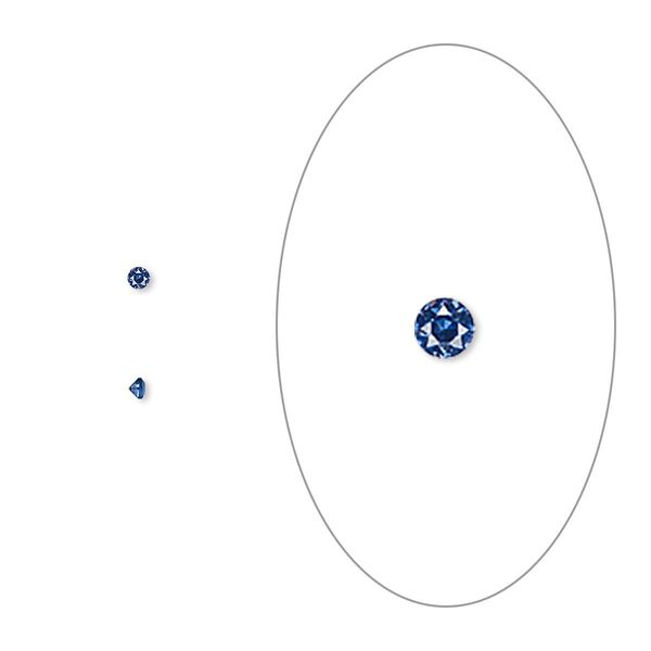 Gem, cubic zirconia, spinel blue, 1.5mm faceted round, Mohs hardness 8-1/2. Sold per pkg of 10. image number 0
