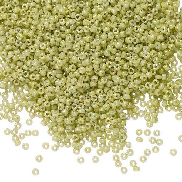 Seed bead, Miyuki, glass, pkg/250g, #15 rocaille, Duracoat® opaque outside dyed fennel, (RR-4473). image number 0