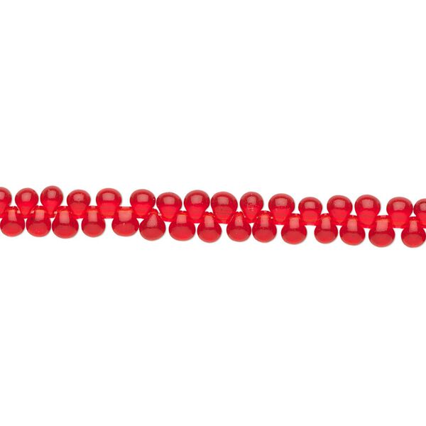 Seed bead, Miyuki, glass, pkg/10g, 3.3x2.8mm mini fringe, transparent red, (DP-140). image number 0