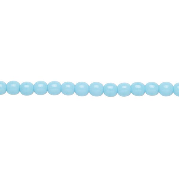 Bead, Preciosa Czech glass druk, pkg/15-1/2 to 16 inches, opaque turquoise blue, 4mm round. image number 0