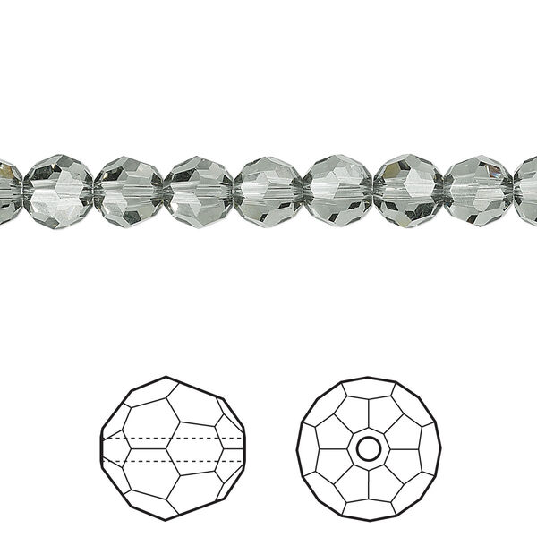 Bead 12pk black diamond, Crystal Passions® 6mm round 5000 image number 0