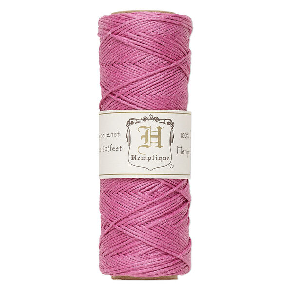 Cord, Hemptique®, polished hemp, bright pink, 0.5mm diameter, 10-pound test. Sold per 205-foot spool. image number 0
