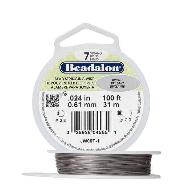 Wire, Beadalon®, nylon and stainless steel, bright, 7 strand, 0.024-inch diameter. Sold per 100-foot spool. image number 0