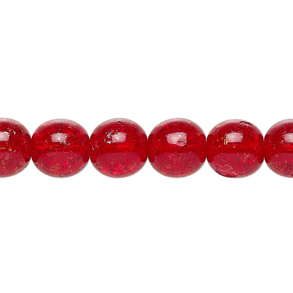 Bead, Czech crackle glass druk, translucent ruby red, 10mm round. Sold per 15-1/2" to 16" strand. image number 0