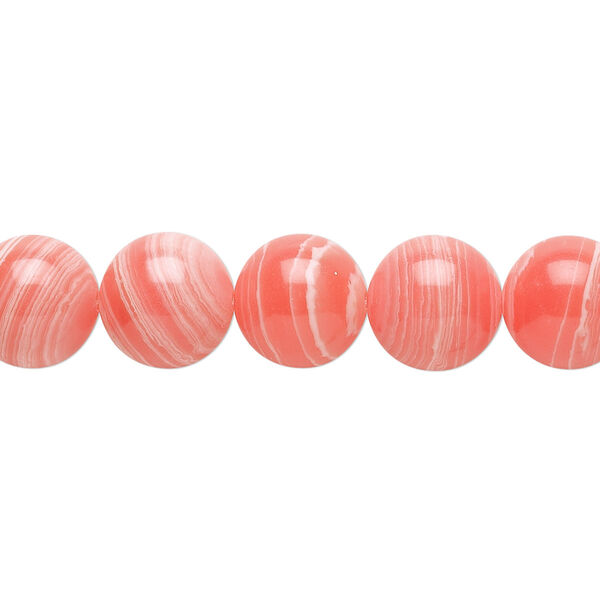 Bead, resin, white and pink, 10mm round. Sold per 15-1/2" to 16" strand. image number 0