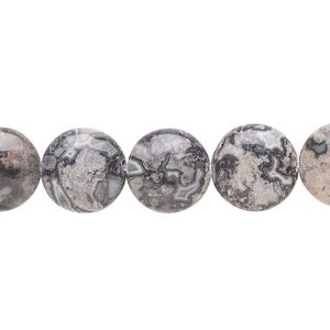Silver crazy lace agate 1pkg1, puffed flat round bead natural 8 inch 12mm